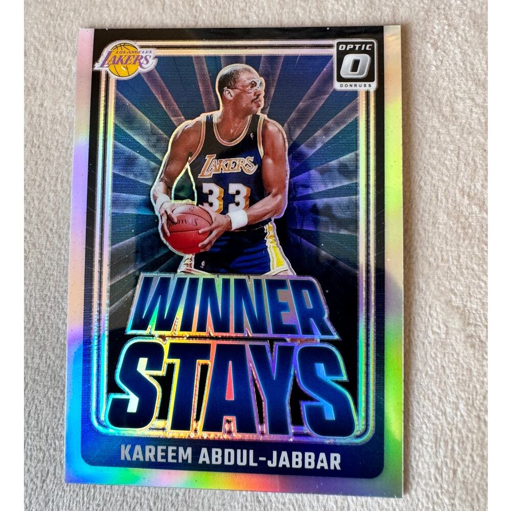 Kareem Abdul-Jabbar Winner Stays Prizm Insert #14 – 2024-25 Donruss Optic Lakers